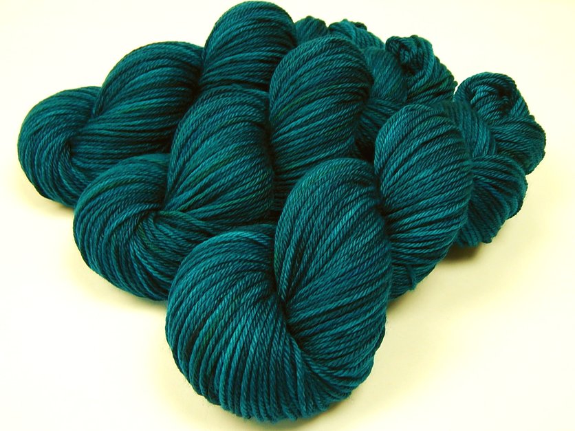 Hand Dyed Yarn, Worsted Weight Superwash Merino Wool - Deep Sea Tonal ...