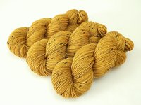 New Base Yarn! Hand Dyed Yarn, DK Weight Tweed Superwash Merino Wool - Honey Mustard - Indie Dyer Yarn, Gold Yellow Knitting Yarn with Tweedy Flecks