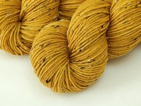 New Base Yarn! Hand Dyed Yarn, DK Weight Tweed Superwash Merino Wool - Honey Mustard - Indie Dyer Yarn, Gold Yellow Knitting Yarn with Tweedy Flecks