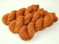 Hand Dyed Yarn, Tweed Fingering Weight Superwash Merino Wool Nylon - Copper - Indie Dyer Knitting Yarn, Burnt Orange Flecks Sock Yarn