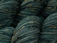 Hand Dyed Yarn, Tweed Fingering Weight Superwash Merino Wool Nylon - Denim - Indie Dyer Knitting Yarn, Slate Blue Sock Yarn with Flecks