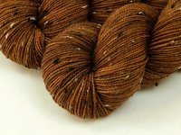 Hand Dyed Yarn, Tweed Fingering Weight Superwash Merino Wool Nylon - Hazelnut - Indie Dyer Knitting Yarn, Warm Brown Sock Yarn
