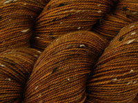 Hand Dyed Yarn, Tweed Fingering Weight Superwash Merino Wool Nylon - Hazelnut - Indie Dyer Knitting Yarn, Warm Brown Sock Yarn