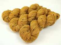 Hand Dyed Yarn, Tweed Fingering Sock Weight Superwash Merino Wool Nylon - Honey Mustard - Yellow Indie Dyer Knitting Yarn, Gold Tweedy Yarn