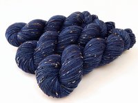 Hand Dyed Yarn, Tweed Fingering Weight Superwash Merino Wool Nylon - Ink Tonal - Indie Dyer Knitting Yarn, Navy Blue Flecks Sock Yarn