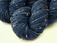 Hand Dyed Yarn, Tweed Fingering Weight Superwash Merino Wool Nylon - Ink Tonal - Indie Dyer Knitting Yarn, Navy Blue Flecks Sock Yarn