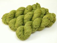 Hand Dyed Yarn, Tweed Fingering Weight Superwash Merino Wool Nylon - Lettuce Tonal - Yellow Green Sock Yarn, Indie Dyer Knitting Yarn