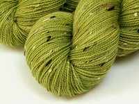Hand Dyed Yarn, Tweed Fingering Weight Superwash Merino Wool Nylon - Lettuce Tonal - Yellow Green Sock Yarn, Indie Dyer Knitting Yarn