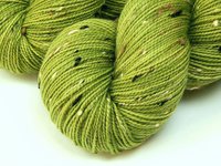 Hand Dyed Yarn, Tweed Fingering Weight Superwash Merino Wool Nylon - Lettuce Tonal - Indie Dyer Knitting Yarn, Yellow Green Flecks Sock Yarn