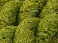 Hand Dyed Yarn, Tweed Fingering Weight Superwash Merino Wool Nylon - Lettuce Tonal - Yellow Green Sock Yarn, Indie Dyer Knitting Yarn