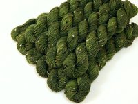 TWEED Sock Yarn Mini Skeins, Fingering Weight Superwash Merino Wool & Nylon - Moss Tonal - Olive Green Knitting Yarn with Tweedy Neps