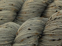Hand Dyed Yarn, Tweed Fingering Weight Superwash Merino Wool Nylon - Silver Lining - Indie Dyer Knitting Yarn, Light Grey Gray Flecks Sock Yarn