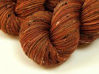 Hand Dyed Yarn, Tweed Fingering Weight Superwash Merino Wool Nylon - Spice - Indie Dyer Knitting Yarn, Rust Orange Autumn Sock Yarn