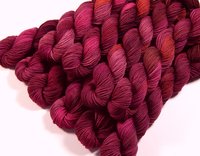 Mini Skeins Hand Dyed Yarn, Sock Weight 4 Ply Superwash Merino Wool - Merlot Multi - Burgundy Red Fingering Knitting Crochet Yarn, DIY Gift