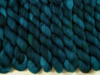 Hand Dyed Yarn, Fingering Weight Mini Skeins, 4 Ply Superwash 100% Merino Wool - Deep Sea Tonal - Blue Green Teal Indie Dyed Sock Yarn