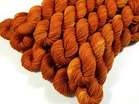 Hand Dyed Sock Yarn Mini Skeins, Fingering Weight 4 Ply Superwash Merino Wool - Copper - Indie Knitting Skein, Orange Autumn Hand Dyed Yarn
