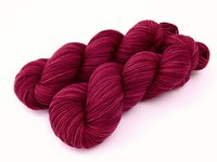 Hand Dyed Yarn, Sport Weight Superwash Merino Wool - Plumberry - Berry Red-Violet Indie Dyer Knitting Yarn, Semi Solid Heavier Sock Yarn