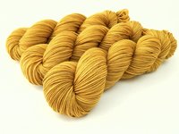 Hand Dyed Yarn, Sport Weight Superwash Merino Wool - Honey Mustard - Indie Dyer Gold Knitting Yarn, Tonal Yellow Heavier Sock Yarn
