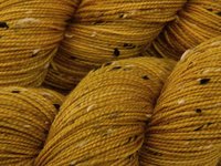 Hand Dyed Yarn, Tweed Fingering Sock Weight Superwash Merino Wool Nylon - Honey Mustard - Yellow Indie Dyer Knitting Yarn, Gold Tweedy Yarn