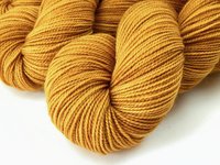 Hand Dyed Yarn, Sock Fingering Weight Superwash Merino Wool - Honey Mustard - Indie Dyer Knitting Yarn, Tonal Gold Yellow Handdyed Sock Yarn