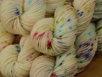 Hand Dyed Yarn 20g Mini Skeins, Sock Fingering Weight, 4 Ply Superwash Merino Wool - Potluck Confetti - Cream White Rainbow Specked Yarn