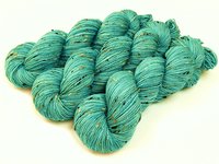 Hand Dyed Yarn, Tweed Sock Fingering Weight Superwash Merino Wool Nylon - Pool - Indie Dyer Aqua Knitting Yarn, Tonal Turquoise Yarn