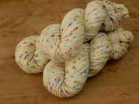 Hand Dyed Yarn, DK Weight Superwash Merino Wool - Potluck Confetti - Cream Off White Rainbow Speckled Indie Dyed Knitting Yarn