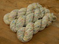 Hand Dyed Sock Yarn, Fingering Weight 4 Ply Superwash Merino Wool - Potluck Confetti - Rainbow Speckled Knitting Yarn, Cream Hand Dyed Yarn
