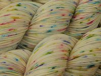 Hand Dyed Sock Yarn, Fingering Weight 4 Ply Superwash Merino Wool - Potluck Confetti - Rainbow Speckled Knitting Yarn, Cream Hand Dyed Yarn