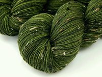 Hand Dyed Yarn, Tweed Fingering Sock Weight Superwash Merino Wool Nylon - Moss Tonal - Indie Dyer Knitting Yarn, Olive Green Tweedy Yarn