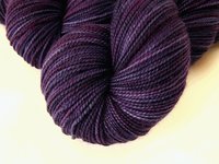 Hand Dyed Yarn, Fingering Sock Weight Superwash Merino Wool - Blackberry Tonal - Indie Knitting Yarn, Deep Purple Sock Yarn, Weaving Supply