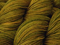 Hand Dyed Yarn, DK Weight Superwash Merino Wool - Olive Oil Tonal - Indie Dyed Yarn, Golden Green Bronze Wool Yarn, Hand Knitting Supply