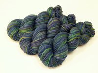 Hand Dyed Yarn, Worsted Weight Superwash Merino Wool - Ink Multi - Blue Green Purple Multicolor Indie Dyed Knitting Yarn