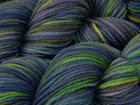 Hand Dyed Yarn, Worsted Weight Superwash Merino Wool - Ink Multi - Blue Green Purple Multicolor Indie Dyed Knitting Yarn