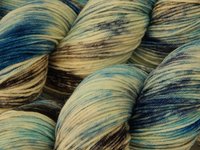 Hand Dyed Yarn, Fingering Sock Weight 4 Ply Superwash Merino Wool - Potluck Blues - Indie Dyer Winter Colors Blue White Aqua Knitting Yarn