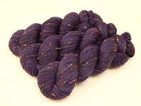 Hand Dyed Yarn, Tweed Fingering Weight Superwash Merino Wool Nylon - Blackberry Tonal - Indie Dyer Knitting Yarn, Purple Flecks Sock Yarn