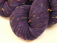 Hand Dyed Yarn, Tweed Fingering Weight Superwash Merino Wool Nylon - Blackberry Tonal - Indie Dyer Knitting Yarn, Purple Flecks Sock Yarn