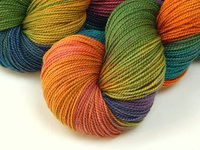 Hand Dyed Yarn, Sock Fingering Weight Superwash Merino Wool - Potluck Rainbow - Bright Colorful Knitting Yarn, Indie Dyer Sock Yarn