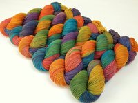 Hand Dyed Yarn, Sock Fingering Weight Superwash Merino Wool - Potluck Rainbow - Bright Colorful Knitting Yarn, Indie Dyer Sock Yarn
