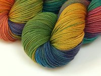 Hand Dyed Yarn, Sock Fingering Weight Superwash Merino Wool - Potluck Rainbow - Bright Colorful Knitting Yarn, Indie Dyer Sock Yarn