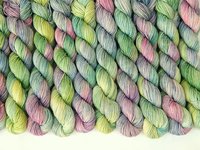 Hand Dyed Yarn 20g Mini Skeins, Sock Fingering Weight, 4 Ply Superwash Merino Wool - Potluck Pastels - Multicolor Blue Green Purple Pink Indie Dyer Yarn