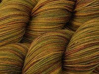 Hand Dyed Yarn, Fingering Sock Weight 4 Ply Superwash Merino Wool - Antique Brass - Indie Knitting Yarn, Gold Olive Brown Handdyed Yarn