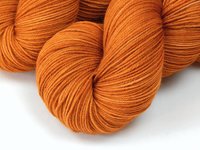 Hand Dyed Yarn, Sock Weight 4 Ply Superwash Merino Wool Yarn - Copper - Orange Tonal Knitting Yarn, Autumn Fingering Weight Sock Yarn