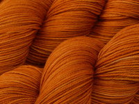 Hand Dyed Yarn, Sock Weight 4 Ply Superwash Merino Wool Yarn - Copper - Orange Tonal Knitting Yarn, Autumn Fingering Weight Sock Yarn