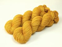 Hand Dyed Sock Yarn, Fingering Weight 4 Ply Superwash Merino Wool - Honey Mustard - Indie Knitting Yarn, Tonal Gold Yellow Hand Dyed Yarn