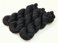 Hand Dyed Yarn, Sock Fingering Weight 4 Ply Superwash Merino Wool - Near Black - Tonal Knitting Yarn, Indie Dyer