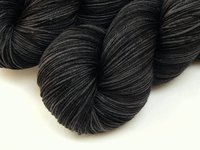 Hand Dyed Yarn, Sock Fingering Weight 4 Ply Superwash Merino Wool - Near Black - Tonal Knitting Yarn, Indie Dyer