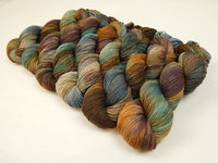 Hand Dyed Yarn, Fingering Sock Weight 4 Ply Superwash Merino Wool - Potluck Blues & Browns - Indie Dyer Earthy Shades Knitting Yarn 