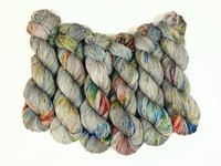 Hand Dyed Yarn, Fingering Sock Weight 4 Ply Superwash Merino Wool - Potluck Graffiti - Light Grey Gray Speckled Indie Dyer Knitting Yarn 