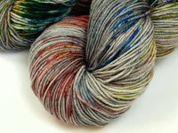 Hand Dyed Yarn, Fingering Sock Weight 4 Ply Superwash Merino Wool - Potluck Graffiti - Light Grey Gray Speckled Indie Dyer Knitting Yarn 